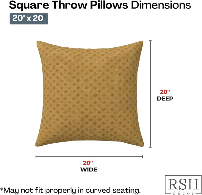 RSH DECOR Square Throw Pillows Set of 4, 20" x 20", Outdoor Pillows Waterproof, Outdoor Pillow Covers, Pillow Covers for Couch, Trinket Teak, Made in USA