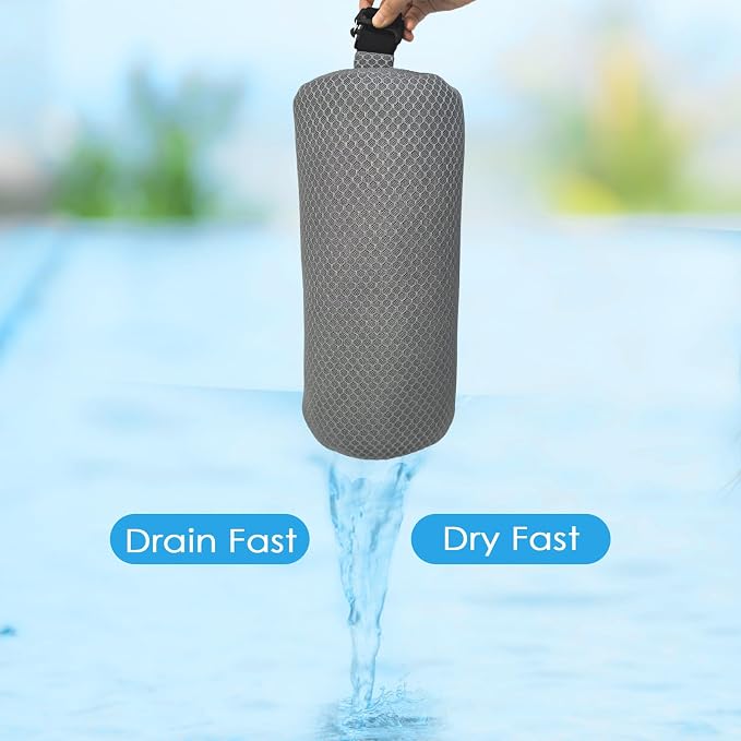 2 Pack Headrest Pillow for Patio Chaise Lounge,Recliner,Beach Chair,Gray | Resilient 3D mesh pillow with removable washable cover, adjustable elastic strap, ergonomic support, lightweight portable