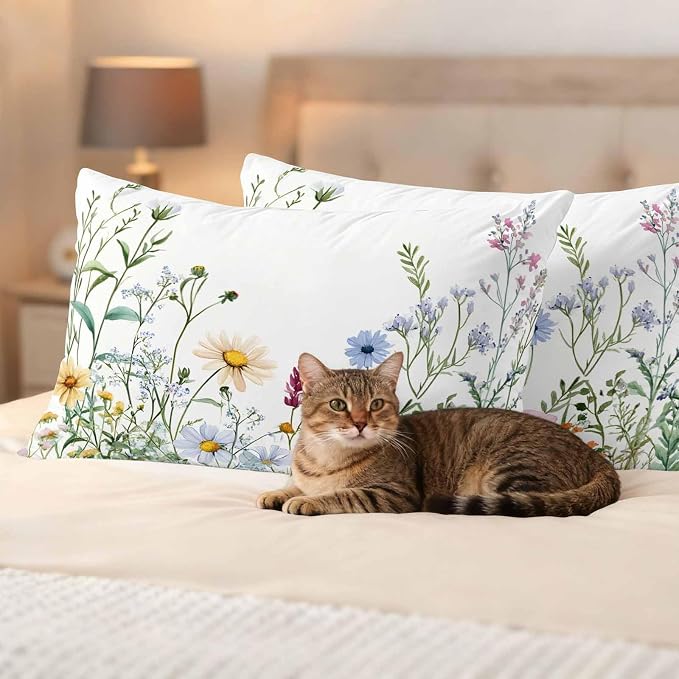 Farms Wildflowers Outdoor Waterproof Throw Pillow Covers Set of 2, 20"x12", Herbs Countryside Watercolor Floral Leaf Decorative Pillow Covers Outside Cushion Case for Patio Porch Garden
