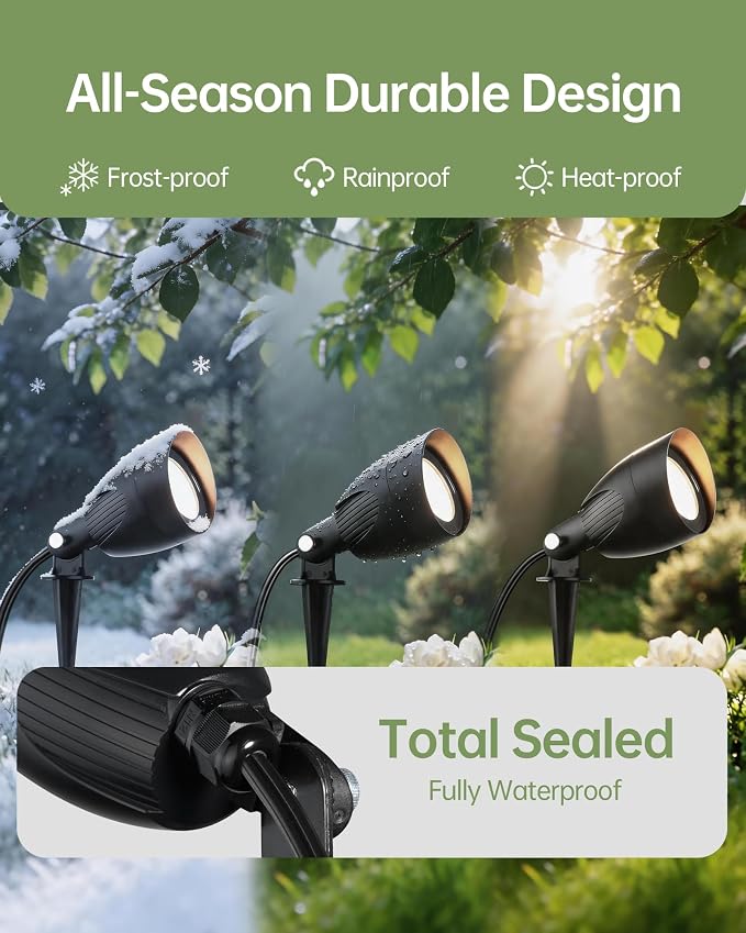 LITFIT Low Voltage Landscape Spotlights,12v Waterproof Outdoor Light,4Pack | Wired Flag Light with Connectors,5.5W 500LM Warm White 2700K LED Landscape Spotlights,Accent Lighting for Yard Tree Garden