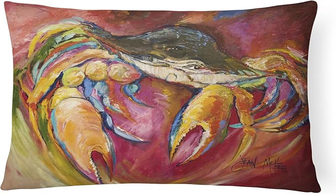 Caroline's Treasures JMK1105PW1216 Blue Crab Stars Canvas Fabric Decorative Pillow Machine Washable, Indoor Outdoor Decorative Pillow for Couch, Bed or Patio, 12HX16W