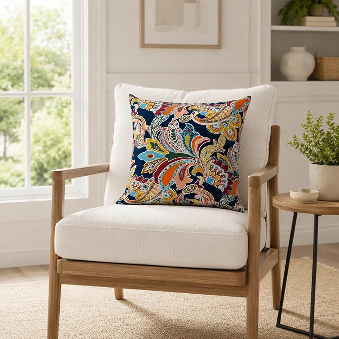 Outdoor/Indoor Decorative Throw Pillows 18×18 Inch | Pack of 2 Waterproof Decorative Throw Pillows with Inserts, Square Pillows for Bed, Couch, Sofa and Patio Furniture