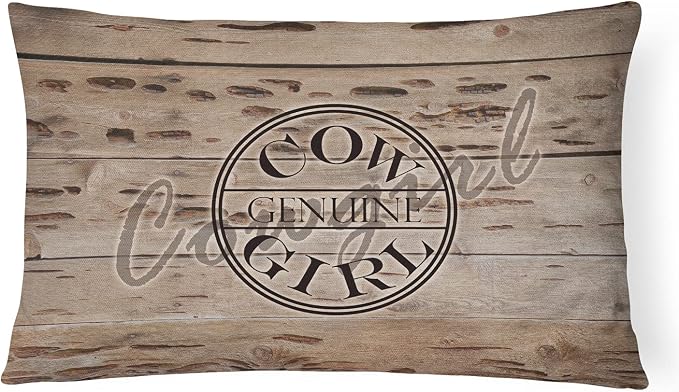 Caroline's Treasures SB3056PW1216 Genuine Cow Girl Branded Canvas Fabric Decorative Pillow 100% Machine Washable Pillow, Indoor or Outdoor Decorative Throw Pillow for Couch, Bed or Patio