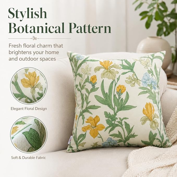 Outdoor Throw Pillows 18×18 Inch Pack of 2 Waterproof Decorative Patio Pillows with Inserts, Square Pillows for Garden Couch Sofa and Patio Furniture