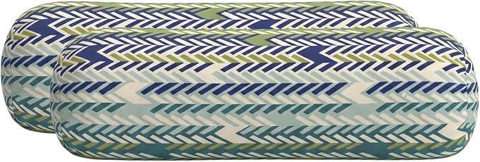 RSH DECOR: Sunbrella Neck Roll Pillows Set of 2 | 20” x 6” | Outdoor Bolster for Patio, Deck, Porch, or Poolside Furniture | Water & Fade-Resistant | Made in USA (Escape Sky)