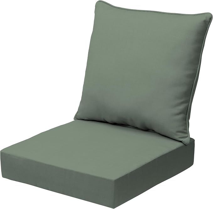 Arden Outdoor Deep Seat Cushion Set, earthFIBER, 24x24, Sage Green Texture