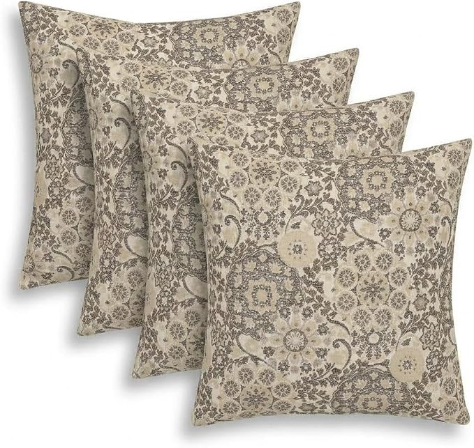 RSH DECOR Square Throw Pillows Set of 4, 20" x 20", Outdoor Pillows Waterproof, Outdoor Pillow Covers, Pillow Covers for Couch, Marrakech Espresso, Made in USA