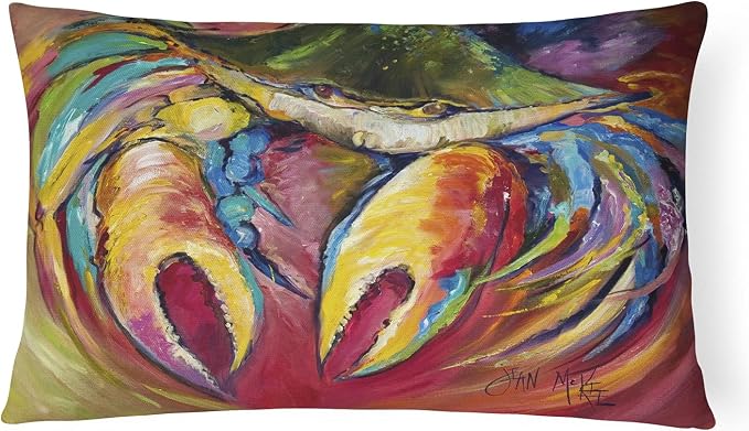 Caroline's Treasures JMK1106PW1216 Blue Crab Stars Canvas Fabric Decorative Pillow Machine Washable, Indoor Outdoor Decorative Pillow for Couch, Bed or Patio, 12HX16W