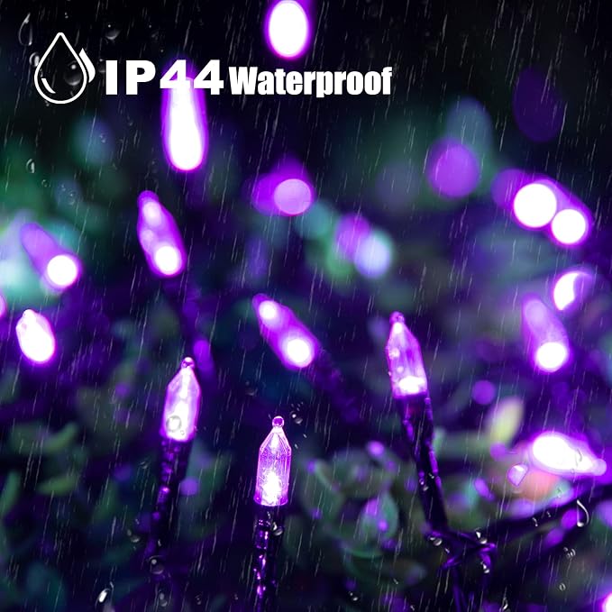 39FT Purple Halloween Lights, 100 LED Outdoor Christmas Mini String Lights | 8 Lighting Modes, Connectable, Waterproof, Halloween Decorations for Haunted House Ghost Holiday Party Xmas Tree Indoor Decor