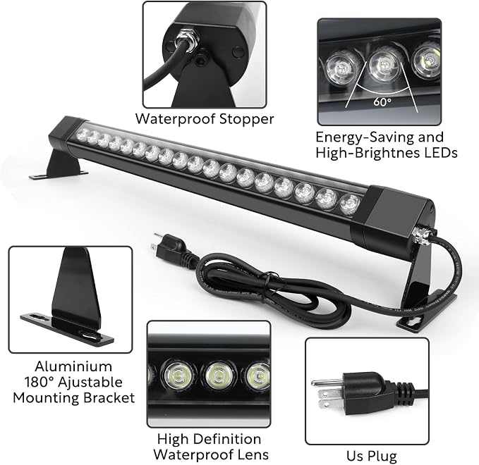 HNRLOY Wall Washer Light 2 Pack,36W 4000K Natural White Wall Washer Lighting,2FT 120V LED Linear Outdoor Wall Wash Light Bar for Garden,Backyards,Building,Courtyards Lighting