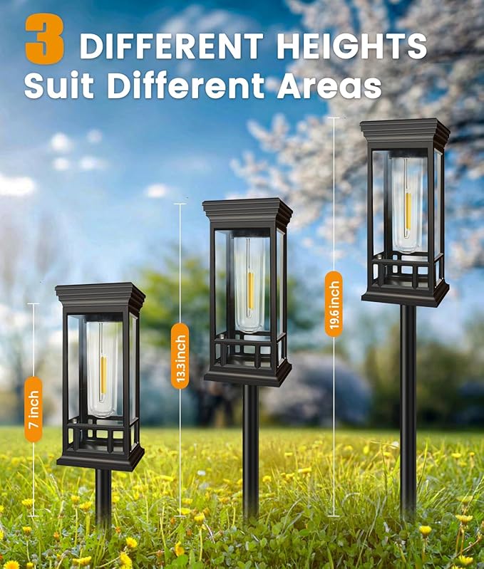 12 Pack Solar Pathway Lights Outdoor Waterproof, Bright Solar Garden Lights | Auto On/Off, Solar Lights Outdoor for Yard, Sun-Powered Landscape Lights for Path Walkway Lawn Driveway Patio Decor
