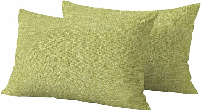 Outdoor Waterproof Throw Pillow Covers Set of 2 Fruit Green Linen Lumbar Pillowcases 20x12 Inches Farmhouse Pure Color Decorative Pillows Cushion Case Patio Pillows for Couch Bed Chair Garden