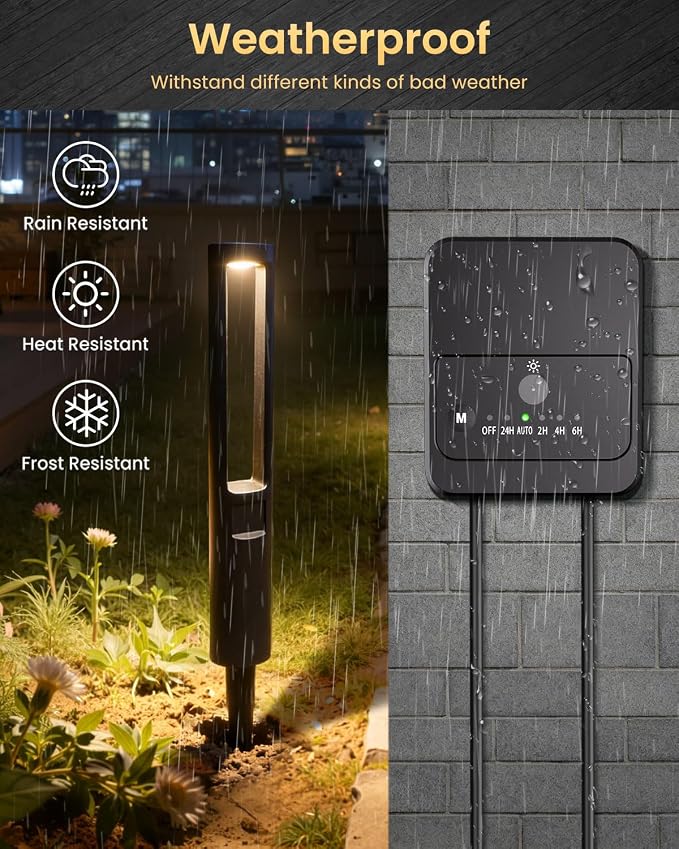 MEIKEE 5W Low Voltage Path Lights, 12-24V Auto On/Off Landscape Lighting | 2700K Warm White, IP66 Waterproof, Aluminum Garden Lights with 80W Transformer 50FT Cord for Pathway, Yard, Lawn 6-Pack