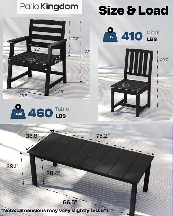 HDPE 5-Piece Outdoor Dining Set with 15FT Umbrella, White | All-Weather Patio Table and Chairs for 4, Fade-Resistant Patio Furniture Dining Set for Lawn, Garden, Deck, Backyard