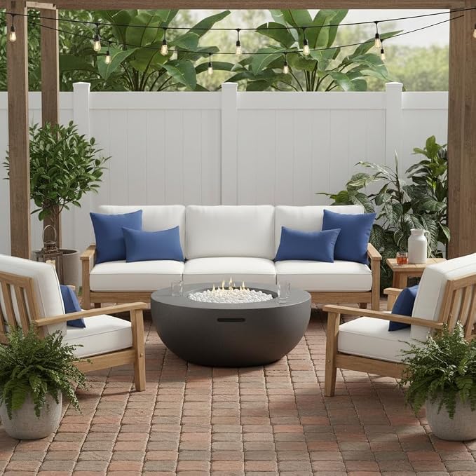 Set of 2 Outdoor Throw Pillows 19 x 12 Inch – Reversible Rectangle Patio Accent Pillows – Weather-Resistant Polyester Fabric – Eco-Friendly Recycled Polyfiber Fill – Marine Blue