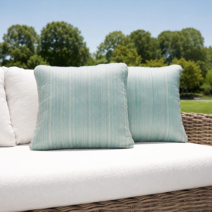 Outdoor Throw Pillow Set of 2 with Inserts, Outdoor Lumbar Pillow Water Resistant for Patio Furniture, 18x18 Inch Outdoor Pillows with Removable Zipper Cover