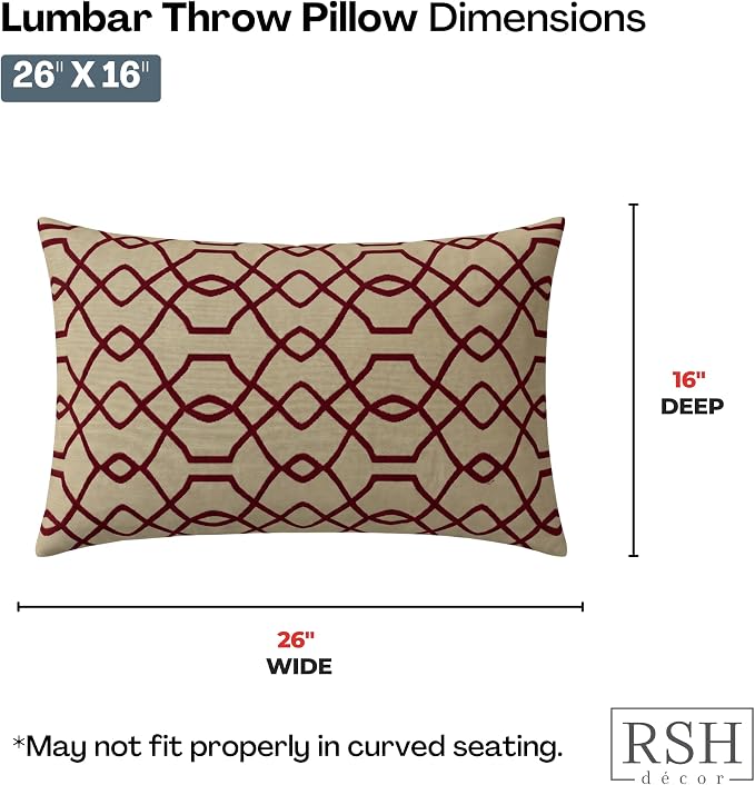RSH DECOR: Sunbrella Jumbo Lumbar Throw Pillows Set of 4 | 26" x 16" | Indoor Outdoor – Patio, Lounge, Adirondack | Water & Fade-Resistant | Down-Alternative Inserts | Made in USA (Folio Terracotta)