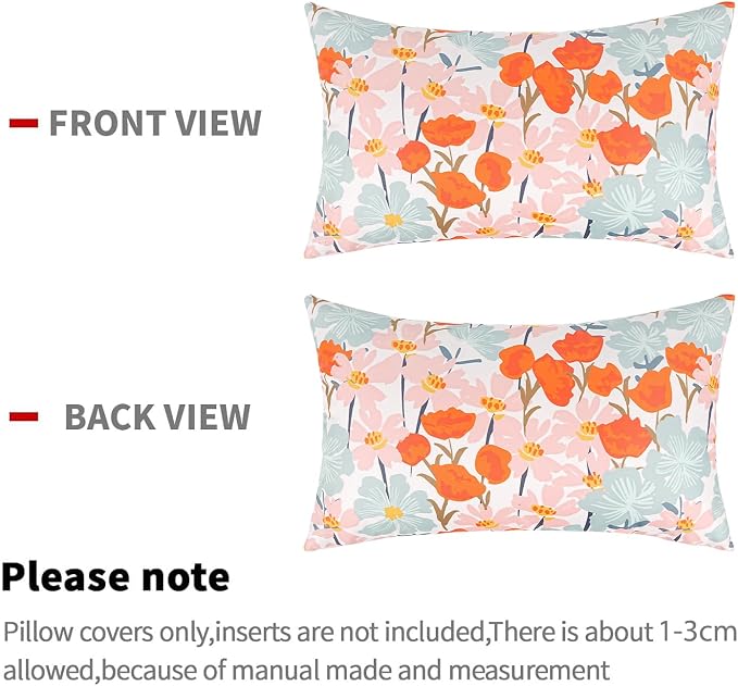 Pyonic Floral Outdoor Lumbar Pillows Covers 12x20 inch Waterproof Spring Summer Decor Outdoor Pillows for Patio Furnture Garden Bench Porch