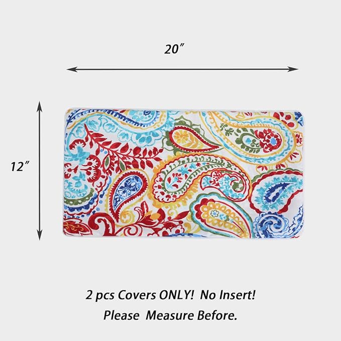 Waterproof Outdoor Lumbar Pillow Covers Set of 2,Home Decor for Garden Patio Furniture,Couch,Sofa 12"x20" Inch Decorative Pillows Cover Only,NO Insert(Phoenix)