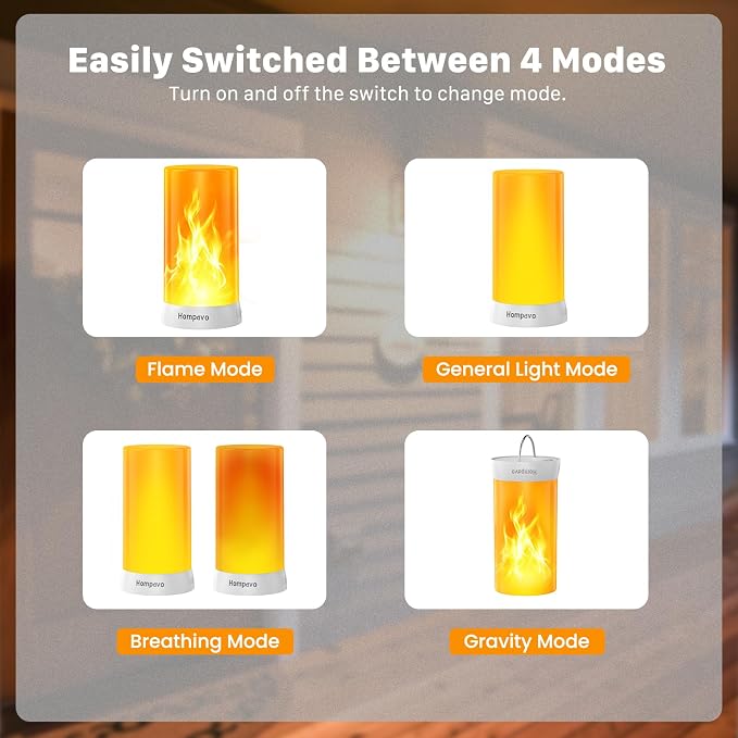 Hompavo 【Upgraded Flame Lights, 4-Mode Rechargeable for Home Decor | Waterproof LED Battery Operated Flameless Candles, Pillar Flickering Lanterns for Room Patio Wedding Party Halloween Decor, 2