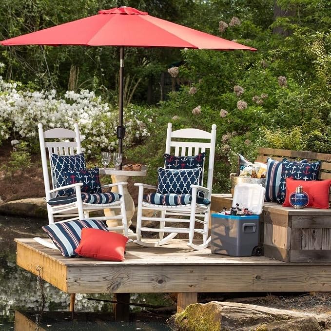 Pillow Perfect Trellis Indoor/Outdoor Throw Pillows, 2 Count, Large - 18.5 x 18.5, Blue Garden Gate Navy