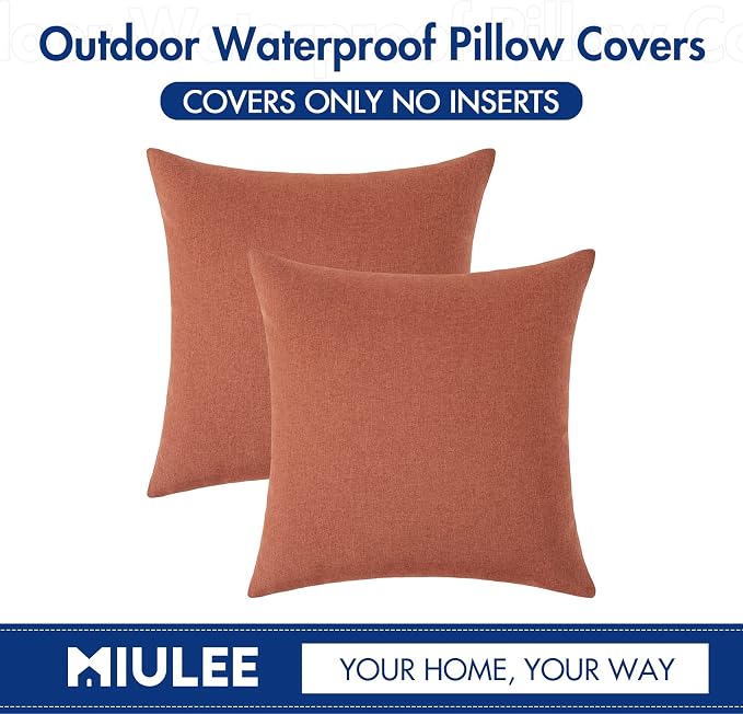 MIULEE Pack of 4 Decorative Outdoor Solid Waterproof Throw Pillow Covers Chenille Pillow Covers