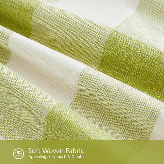 CARRIE HOME Spring Green Outdoor Lumbar Pillows 12 x 20 Set of 2, Spring Porch Decor Green Plaid Pillow Covers 12x20, Sage Gingham Pillow Covers for Patio Furniture (No Pillow Inserts)