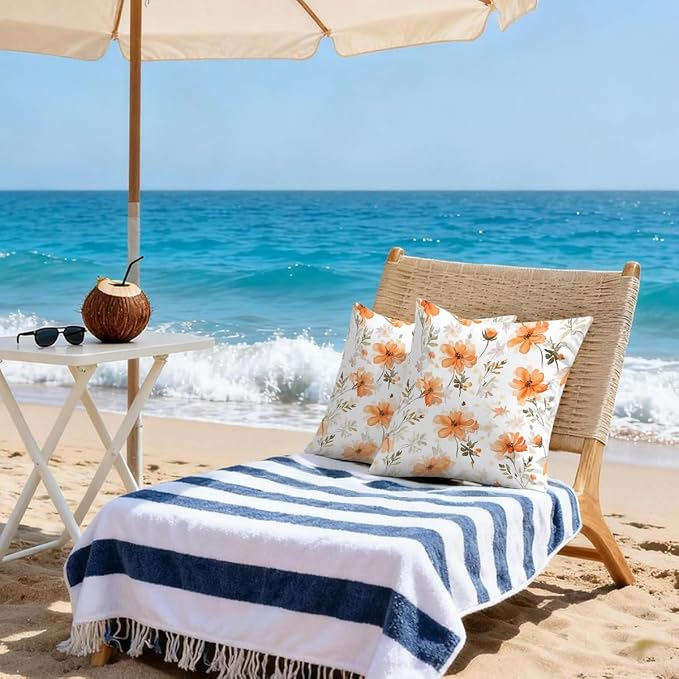 16x16 Inch Outdoor Pillow Covers Set of 2 Waterproof Throw Pillow Covers Decorative Couch Cushion Covers Floral Leaves Square Pillowcases Protectors for Patio Garden Sofa