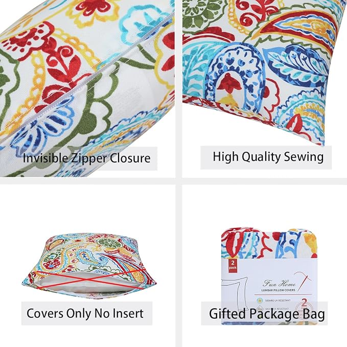 Waterproof Outdoor Throw Pillow Covers Set of 2,Home Decor for Garden Patio Furniture,Couch,Sofa 18 x18 Inch Decorative Pillows Cover Only,NO Insert(Phoenix)