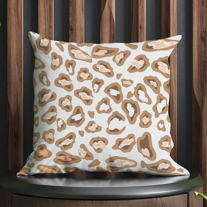 Chinoiserie Cheetah Print Pillow Cover Light Brown and Light Gray Throw Pillow Cover Rustic Outdoor Waterproof Decorative Pillow Cover for Patio Tent Couch 22x22 in