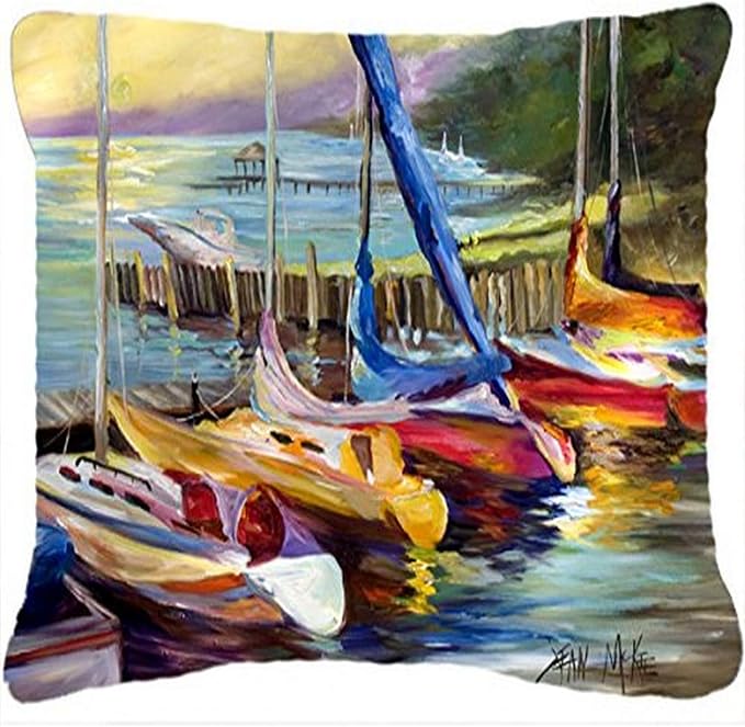 Caroline's Treasures JMK1036PW1216 Sailboats at Sunset Canvas Fabric Decorative Pillow Machine Washable, Indoor Outdoor Decorative Pillow for Couch, Bed or Patio, 12HX16W