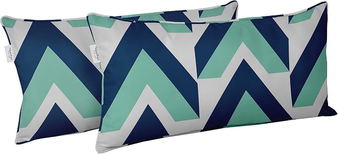 Indoor/Outdoor Polyester Fabric Lumbar Pillow Cover, All-Weather Waterproof Rectangular Cushion Case for Patio Furniture, 12 x 18 Set of 2 - Abstracts-41