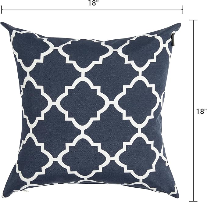 Outdoor Throw Pillows Water Resistant 18x18 inch,Decorative Throw Pillow with Insert Set of 2,Hidden Zipper Headrests for Patio Furniture Sofa Couch Chair (Blue Geometry)