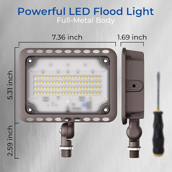 CINOTON 65W LED Flood Lights Outdoor, IP65 Waterproof Exterior Security Wall Lights with 180°Knuckle, 9100LM 120V Outside Aluminum Lighting Fixture for Patio Porch Barn Garden 5000K 2 Pack, UL Listed