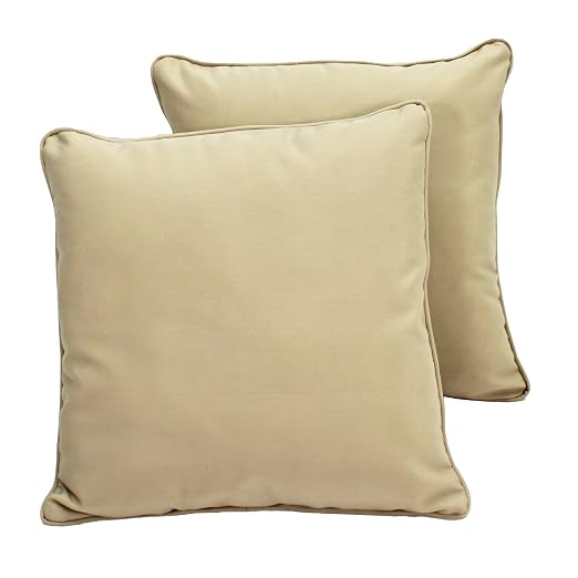 Factory Direct Partners Presidio 24" x 24" Square Decorative Throw Pillow Set with Piping for Indoor/Outdoor Furniture UV, Fade, Weather-Resistant Olefin Fabric (2-Pack) - Beige Sand, 13811-SD