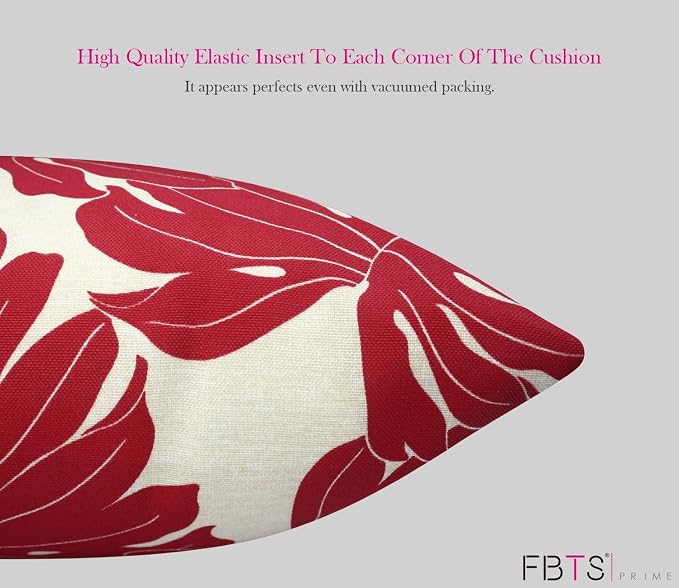 Outdoor Waterproof Decorative Throw Pillow Cover for Patio Furniture, 18x18 Inch Fade Resistant Patio Garden Cushion Cover for Couch Bed Sofa, Leaves Red