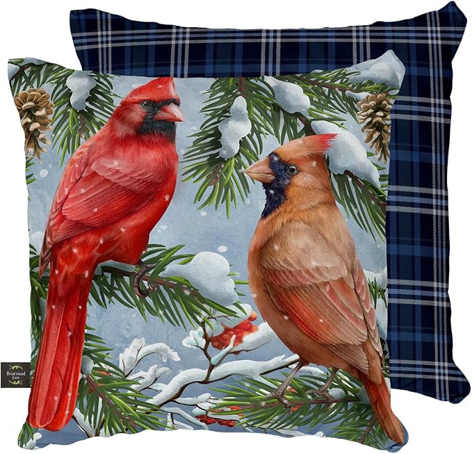 Briarwood Lane Winter Indoor/Outdoor Pillow 17x17 Wintertime Cardinals for Winter Pillow