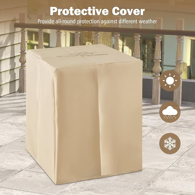 Giantex Propane Tank Cover Table - 16" Square Hideaway Table w/Waterproof and Side Handles, Outdoor Terrazzo Storage, 20 lb Propane Tank Cover for Fire Pit Gas Grill Griddle