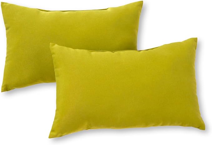 Greendale Home Fashions Outdoor 19x12 inch Rectangle Decorative Throw Pillow, 2-Pack, Lime 2 Count