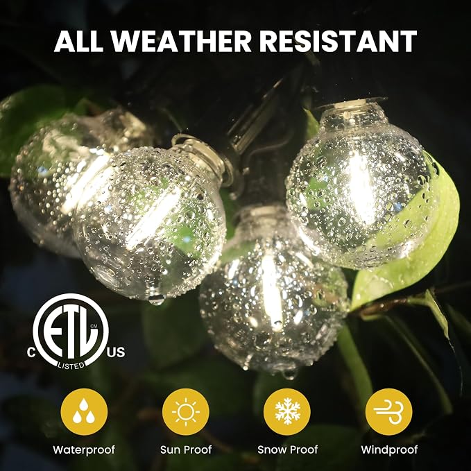 Yusist 300FT Solar String Lights Outdoor Waterproof with Remote,G40 Solar Powered String Lights with 60+3 LED Shatterproof Bulbs, Dimmable Solar Patio Hanging Lights for Outside Backyard Party