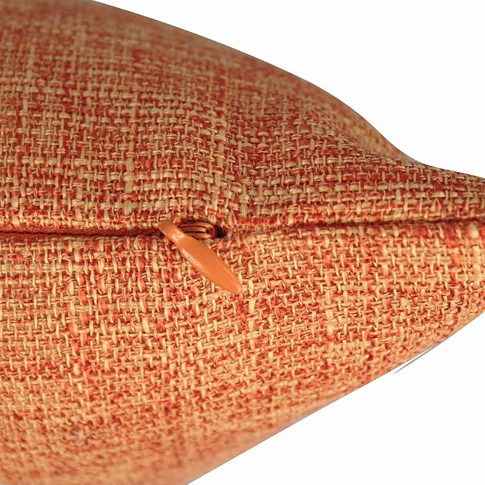 All Smiles Orange Fall Throw Pillow Covers 18x18 for Outdoor Furniture Set of 2 - Autumn Square Farmhouse Rustic Case Burnt Orange Cushion for Sofa Couch