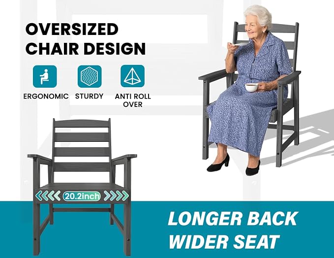 Ayge 9-Piece Outdoor Dining Set – HDPE Patio Furniture for 8 with 2" Hole Cut-Out Table & 8 Chairs, Perfect for Pool, Patio, Garden, Gray