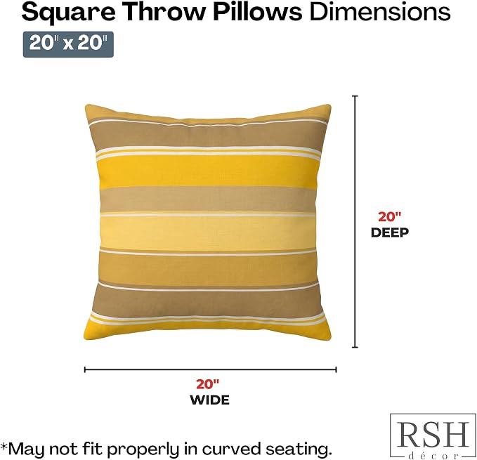 RSH DECOR: Sunbrella Square Throw Pillows Set of 2 | 20" x 20" | Water and Fade-Resistant Performance Fabric | Outdoor Pillow Covers with Down-Alternative Inserts | Made in USA (Martinez Pineapple)