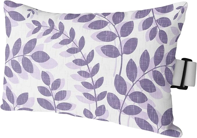 Chaise Lounge Headrest Pillow 1 Pack, Laverder Leaves Waterproof Chair Pillows with Insert & Adjustable Elastic Strap for Beach Recliner, Summer Farmhouse Botanical Leaf Branch Outdoor Patio Pillow