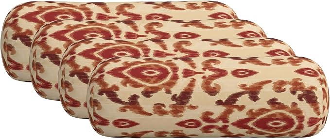 RSH DECOR: Sunbrella Neck Roll Pillows Set of 4 | 20” x 6” | Outdoor Bolster for Patio, Deck, Porch, or Poolside Furniture | Water & Fade-Resistant | Made in USA (Bukhara Russet)