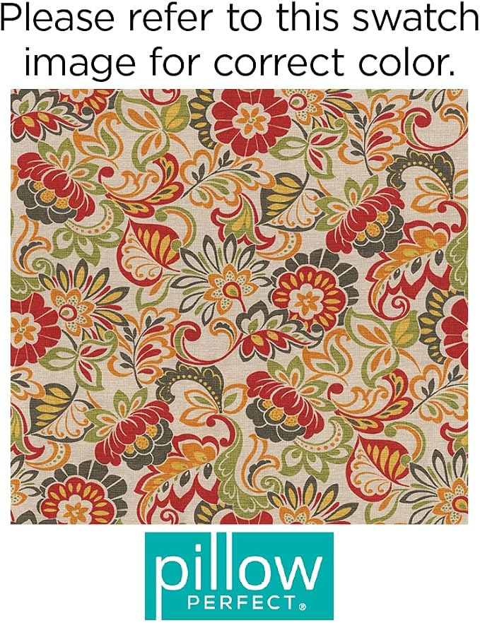 Pillow Perfect Bright Floral Indoor/Outdoor Throw Pillows, 2 Count, Lumbar - 11.5" x 18.5", Green/Red Zoe