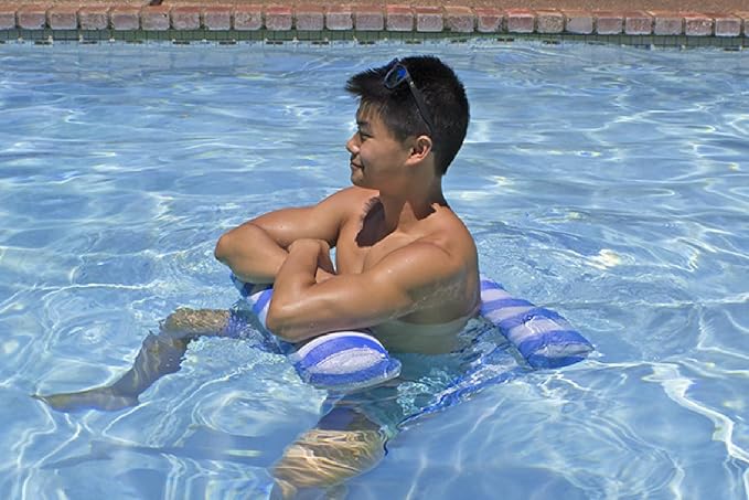 Poolmaster Water Hammock Inflatable Pool Floats for Adults, 4-in-1 Hammock, Saddle, Lounge or Drifter with Quick-Dry Mesh Fabric, 12-Gauge Vinyl Support, Blue