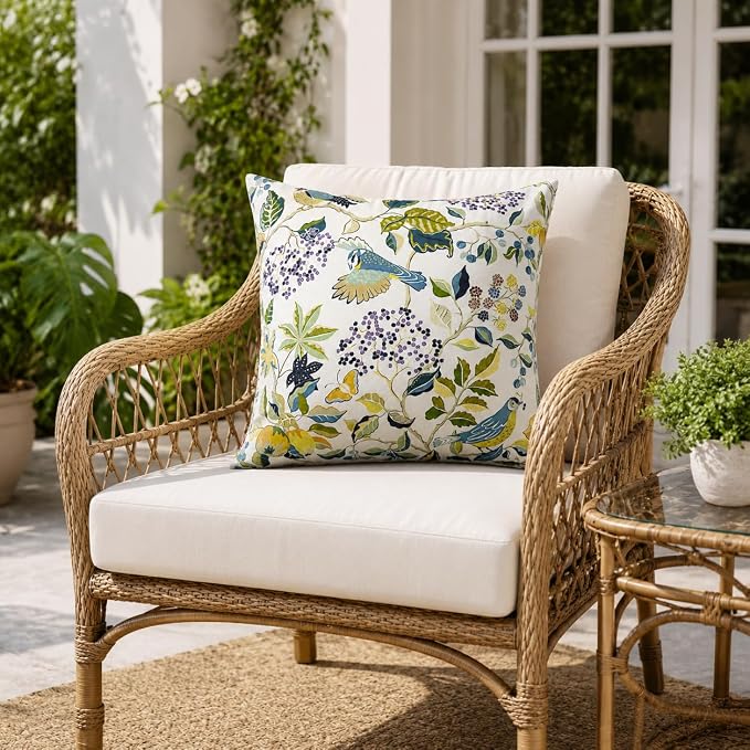Outdoor Pillows 18"x18" Waterproof Decorative Pillows with Inserts | Set of 2 Fade Resistant Patio Throw Pillows for Porch Garden Couch and Patio Furniture