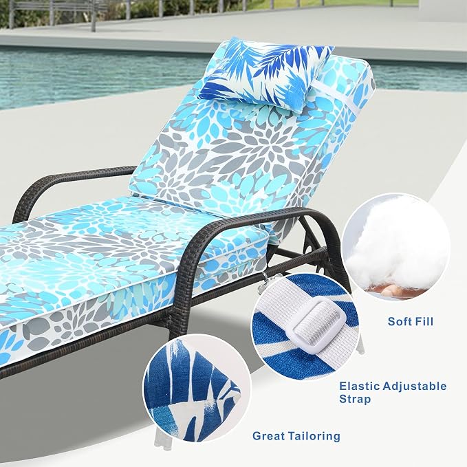 JMGBird Outdoor Patio Pillows Outdoor Pillows with Adjustable Straps | 10x16 Waterproof Outdoor Pillow covers with insert 2 Throw Pillows Headrest Cushions for Pool Patio Beach Chair