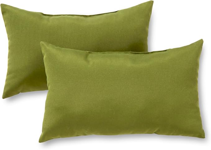 Greendale Home Fashions 2-Pack Outdoor 19x12 inch Rectangle Decorative Throw Pillow, Juniper
